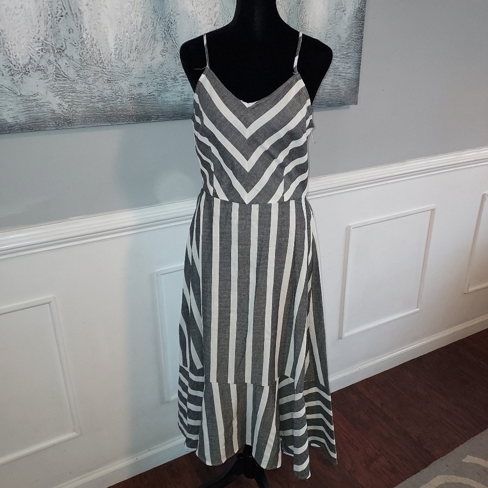 Cozy Casual Striped High Low Summer Dress